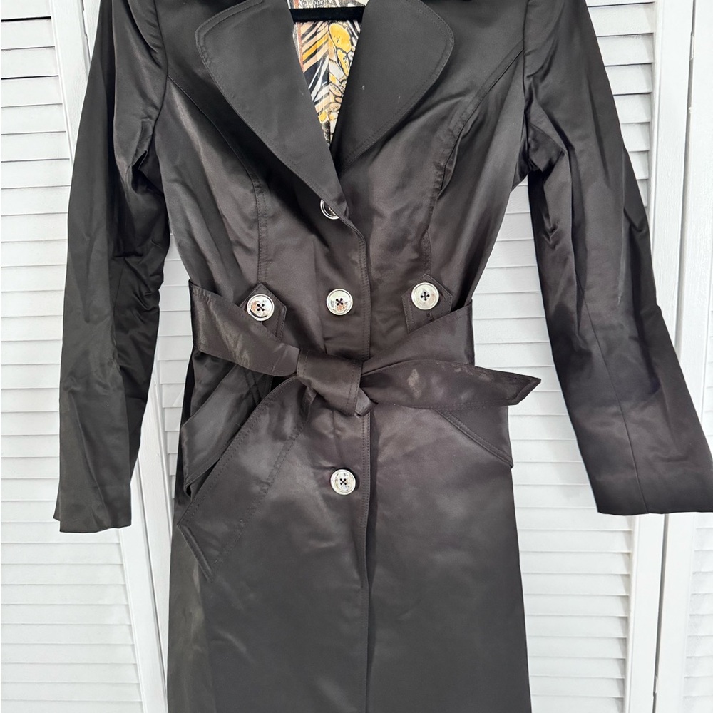 Black Trench Coat , Size M , Cache Brand Like New - image 2